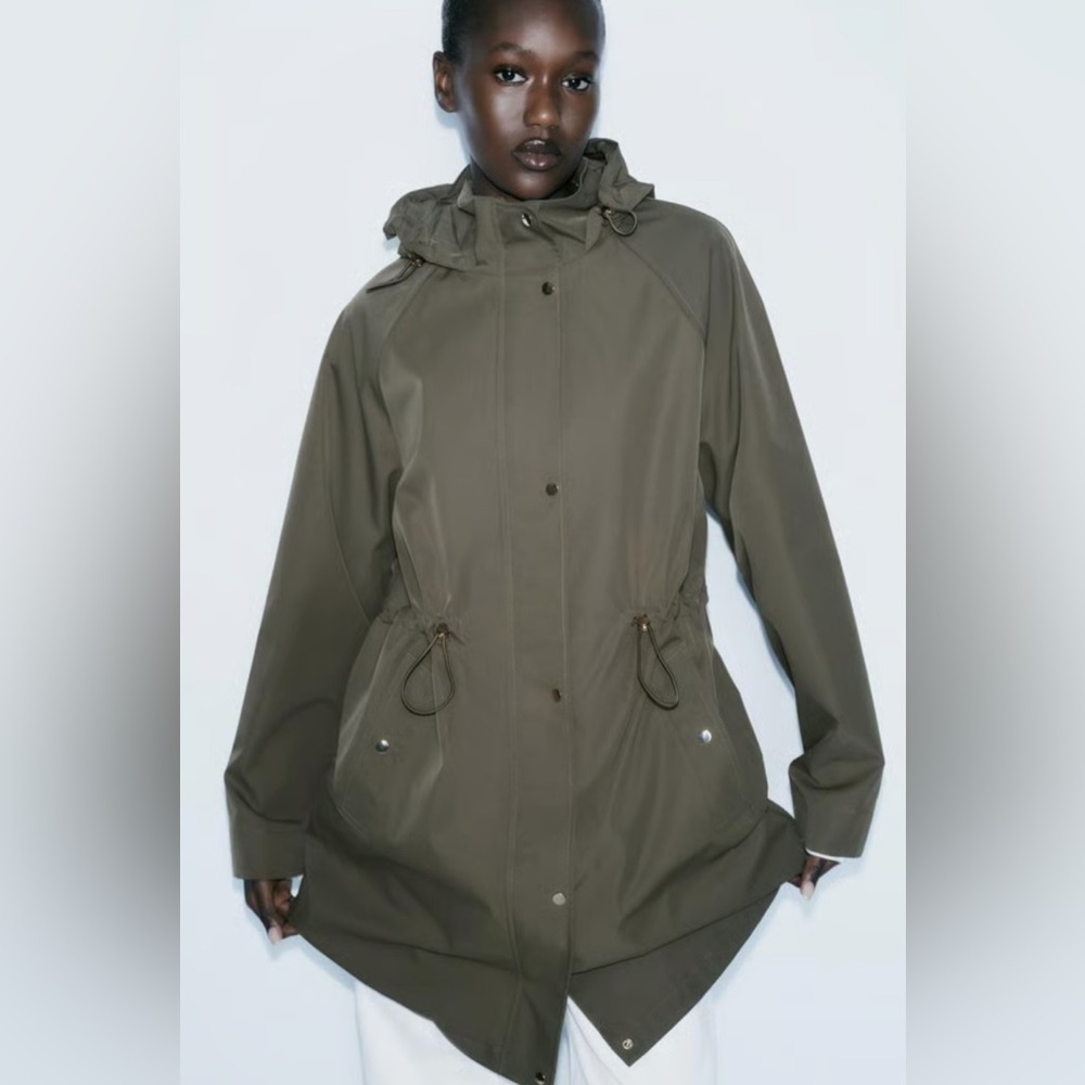 Zara Technical Effect Fabric Long Jacket – Size Extra Large